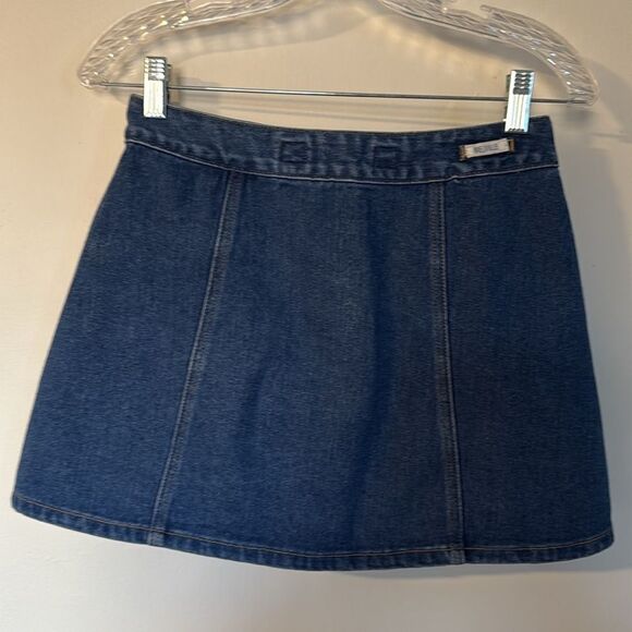 Melville High-Waisted Button-Front Denim Mini Skirt 26 Wash Cotton A-Line - Picture 7 of 8